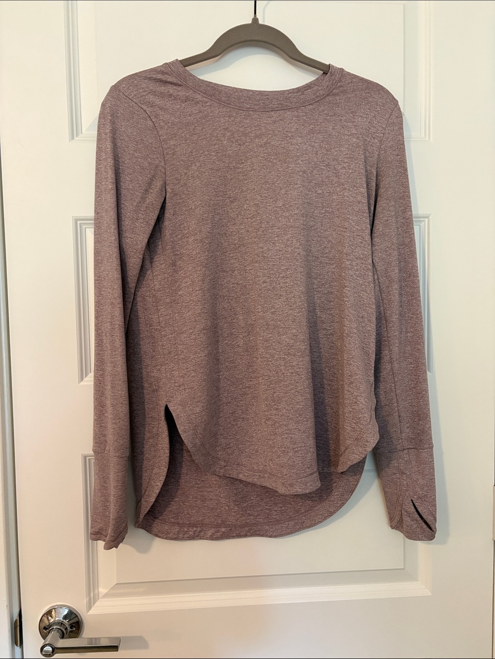 Athleta Mauve Heather Long Sleeve Layered Hem Top